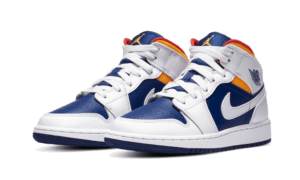 Air Jordan 1 Mid White Laser Orange Deep Royal Blue