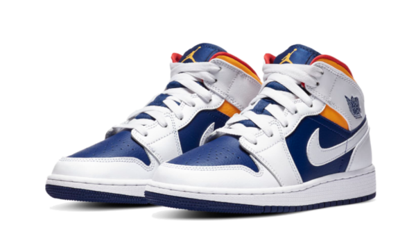 ⁦Air Jordan 1 Mid White Laser Orange Deep Royal Blue⁩ – תמונה ⁦2⁩